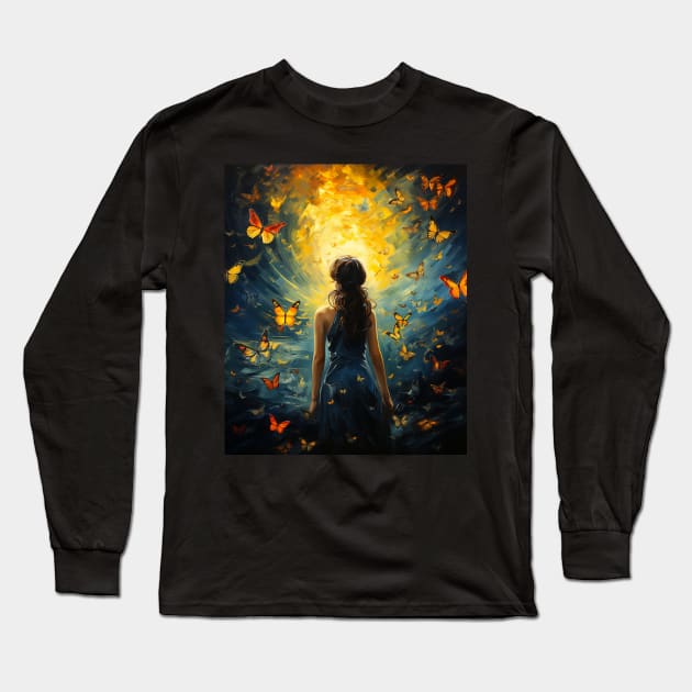 Butterflies art, butterflies girl lover Long Sleeve T-Shirt by Spit in my face PODCAST